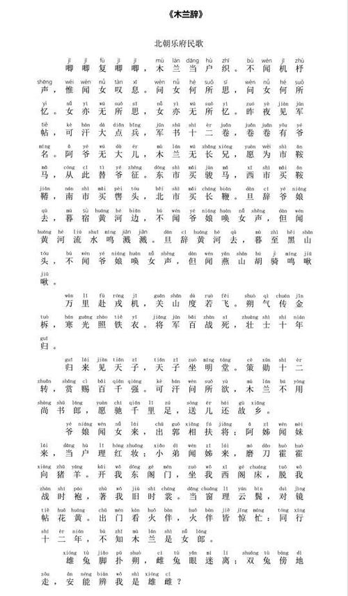 木兰诗的原文和译文缩略图