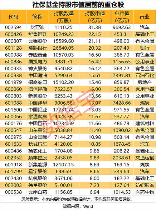 永久持仓十大股