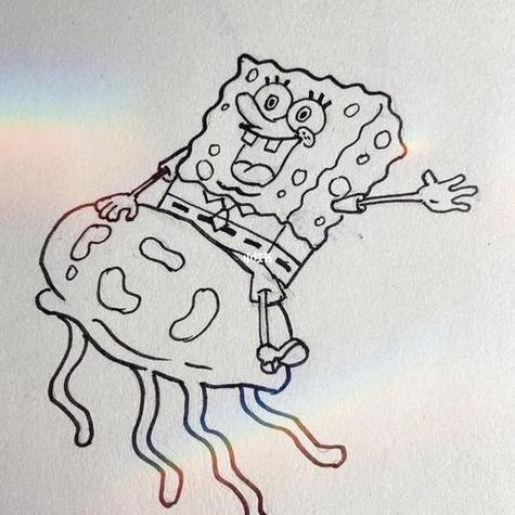 海绵宝宝水母画画图片