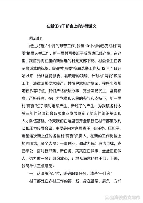 新上任支书简短50字
