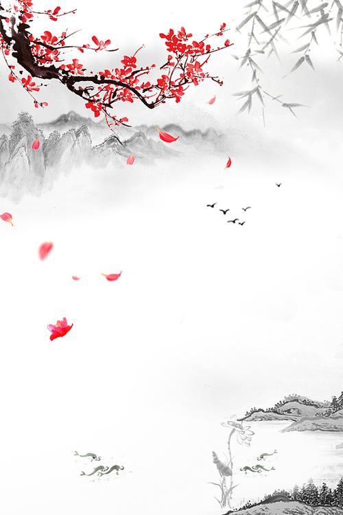 中国风水墨画梅花视频素材