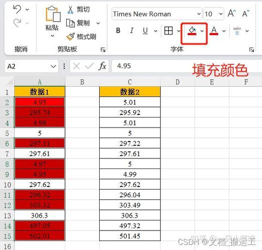 表格中相同内容变颜色