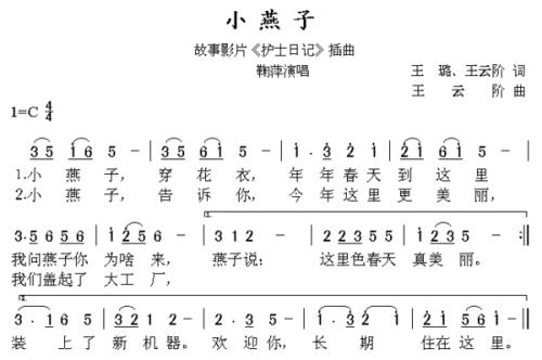 小燕子钢琴简谱左右手截图