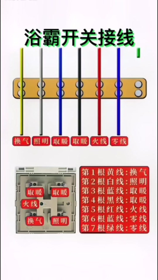 浴霸五开关六线接线图视频缩略图