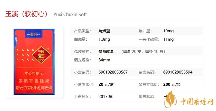初心玉溪烟价格表和图片大全