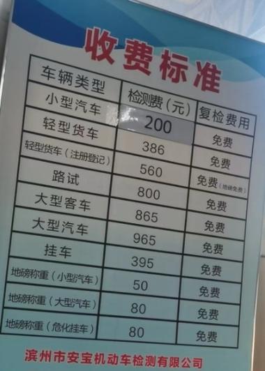 车辆检测费用多少