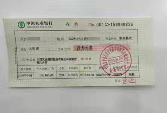 10万元存单图片
