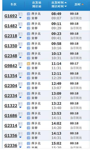 火车班次查询截图