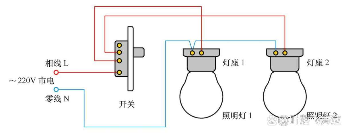 一开关2个灯的接法图