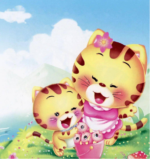 小猫和猫妈妈钓鱼