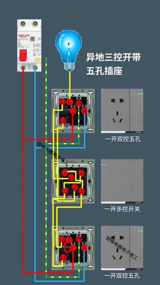 五孔插座带开关三个孔怎么接