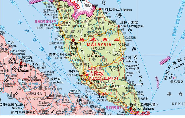 马来西亚地图中文全图