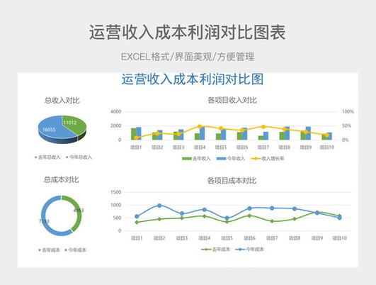 收入成本利润图表模板