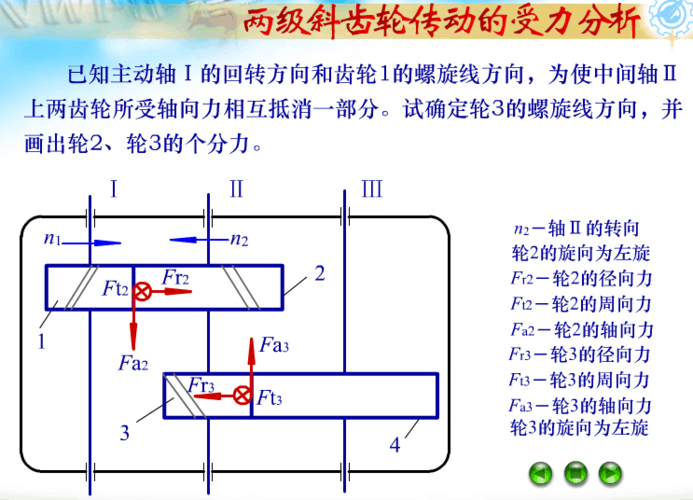 斜齿圆柱齿轮受力分析