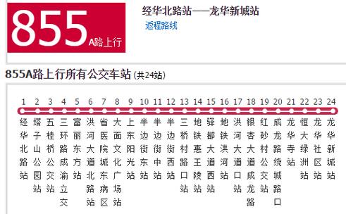855路公交车路线图