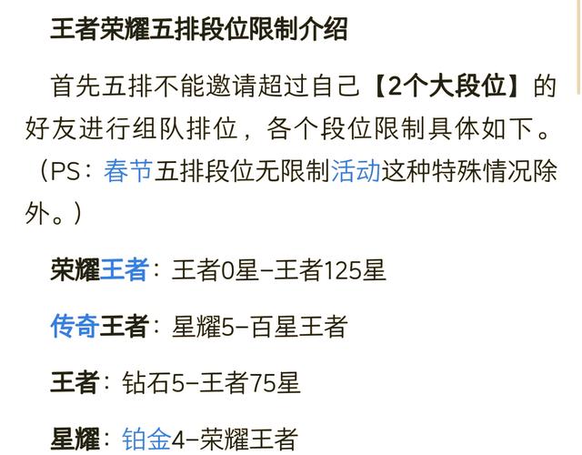 王者不限段位五排有次数限制吗缩略图