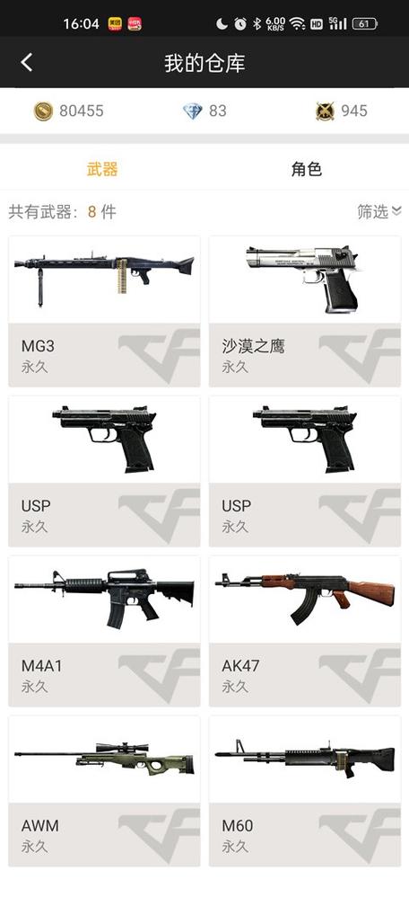 掌上穿越火线不显示仓库武器的解决方法