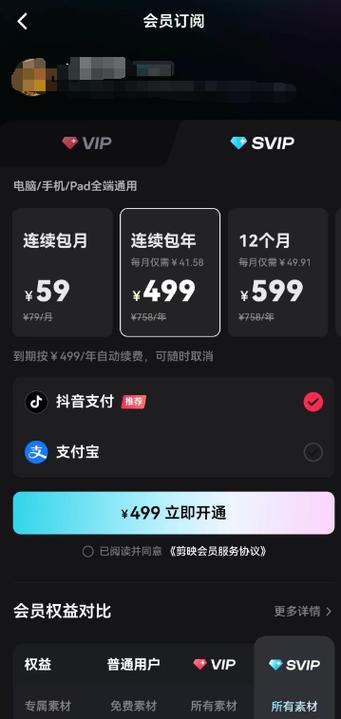 剪映费用多少钱一个月