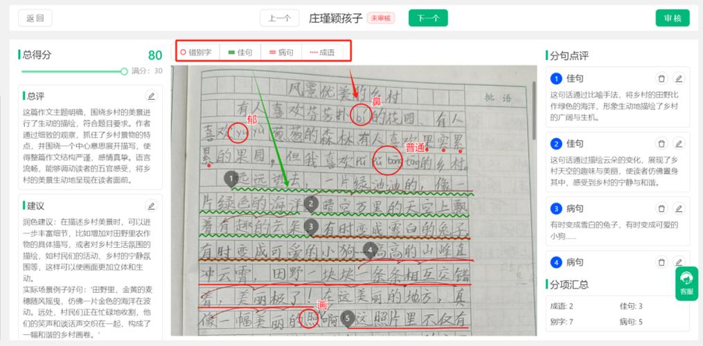 扫描作文自动批改