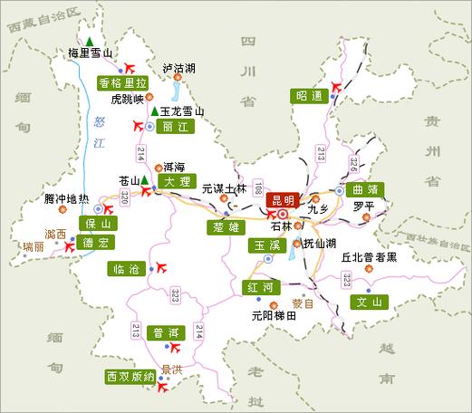 丽江旅游地图景点分布图图标