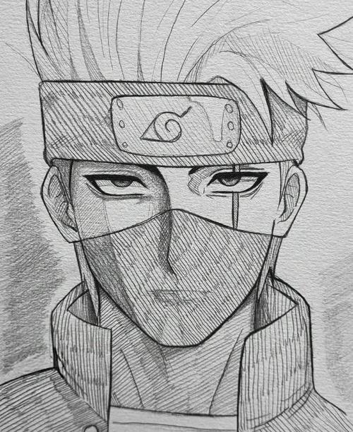 素描火影忍者人物卡卡西