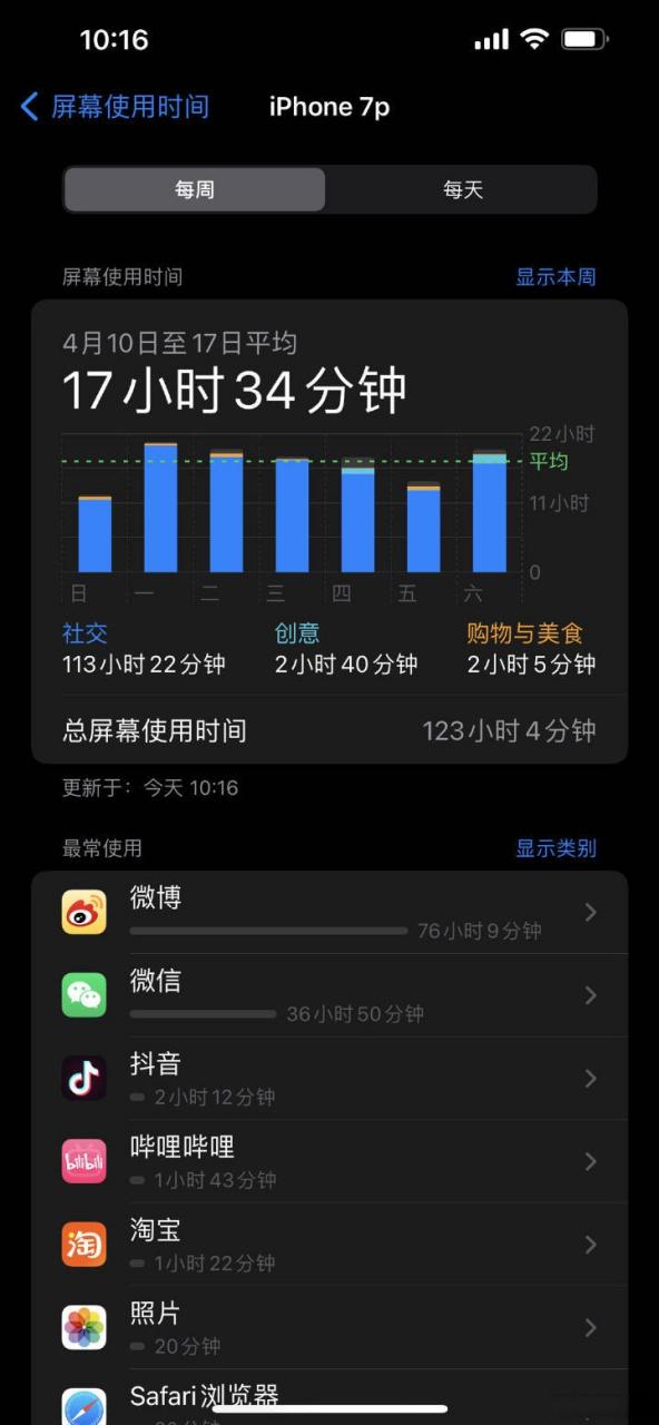 打开屏幕使用时间