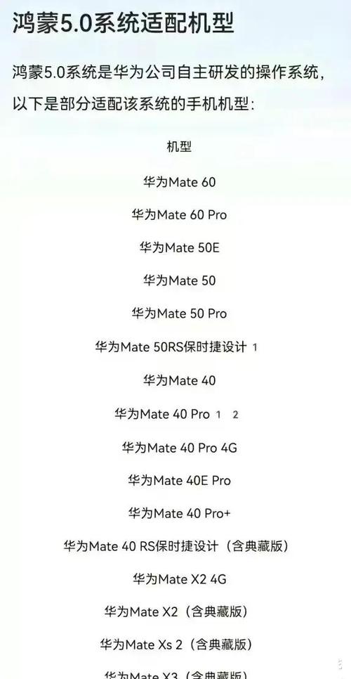 鸿蒙5.0手机适配名单最新