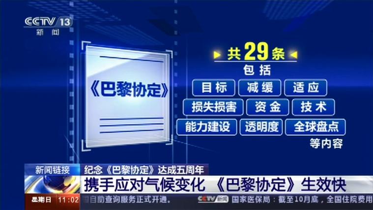巴黎协定生效时间