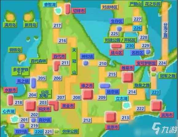 宝可梦各地区城镇地图