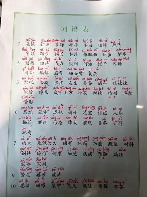 四年级下册词语可打印