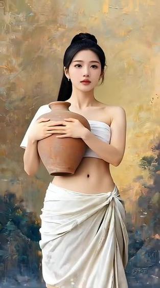 《抱陶罐的少女》画