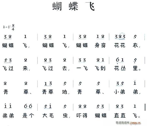 蝴蝶飞儿歌简谱缩略图
