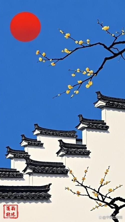 白墙灰瓦是搭配雪景