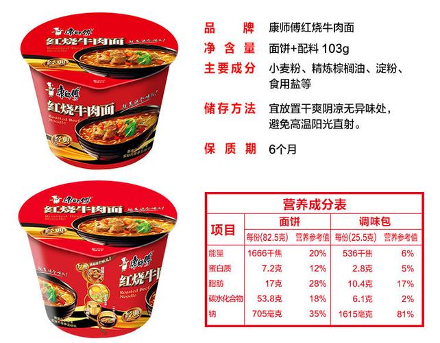 康师傅红烧牛肉面配料表明细