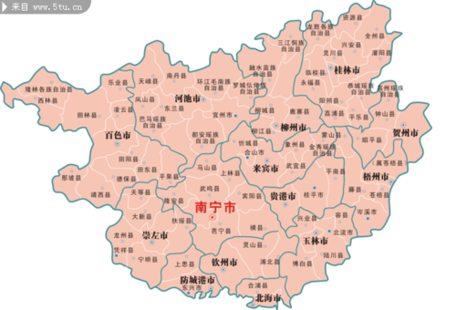 广西地图各市县全图缩略图