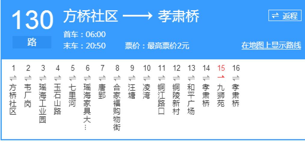 130路公交车路线缩略图