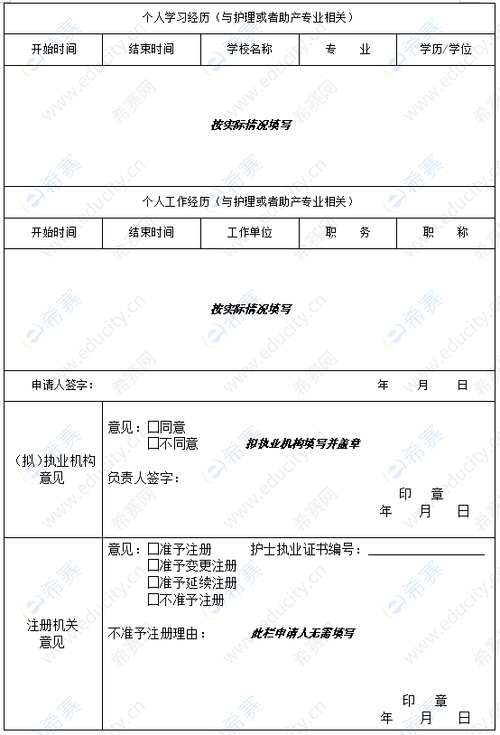 护士延续注册体检表电子版