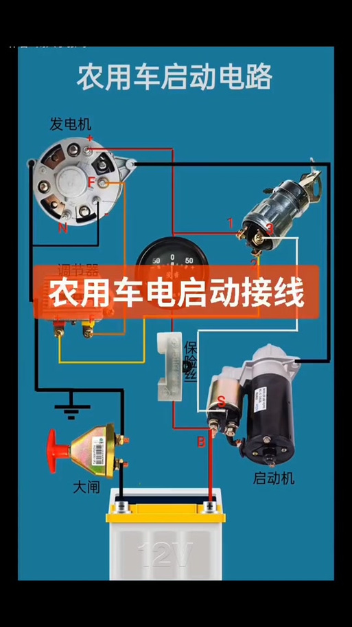 农用车点火开关三柱接线图
