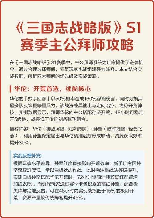 S1主公拜师配队一览表