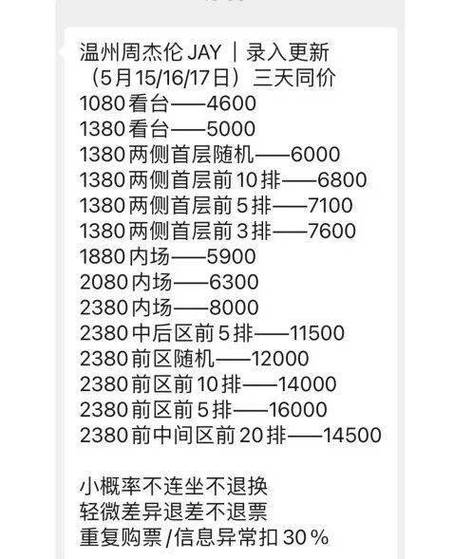 周杰伦演唱会温州站门票缩略图