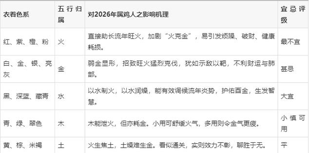 属鸡人不能穿什么颜色截图