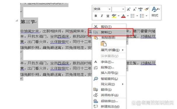 电脑怎么复制文档内容截图