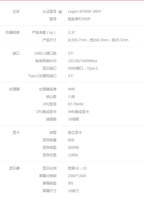 联想r7000p参数图标