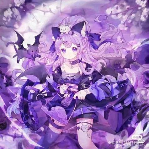 紫色的卡通图片少女