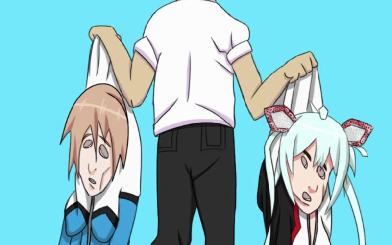 男生穿皮套易容成少女