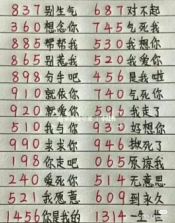 数字代表含义