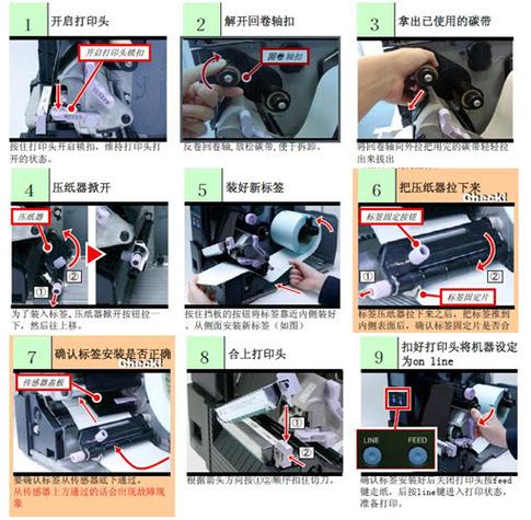 条码打印机换碳带步骤