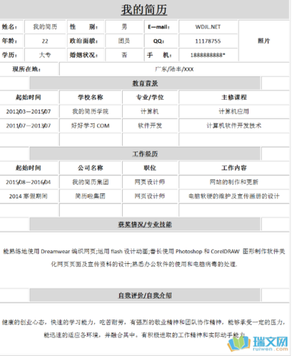 主要工作经历(简短的)