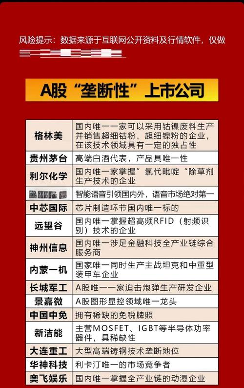中国哪些技术垄断世界