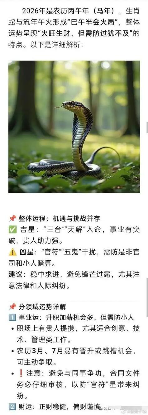 属蛇人2026年全年运势详解